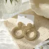Gold and silver rhinestone ring earrings, fashionable, simple and versatile earrings, accessories, earrings, stud earrings, silver needle vintage accessories details Picture